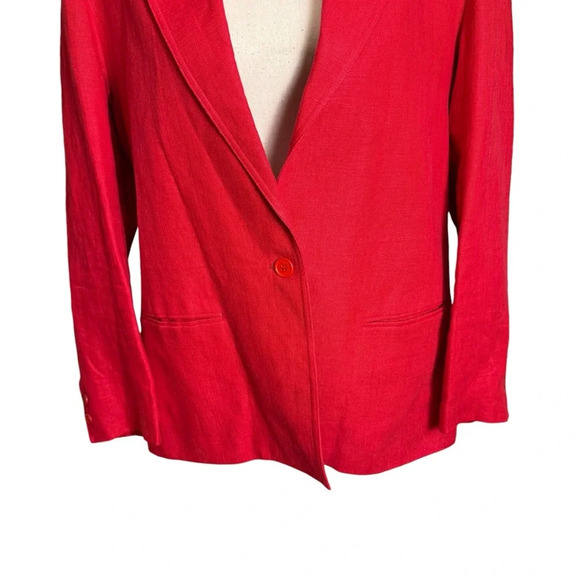 Vtg Chance Womens Linen Encounters Red Blazer 16 Classic Preppy Office Chic - Picture 5 of 11